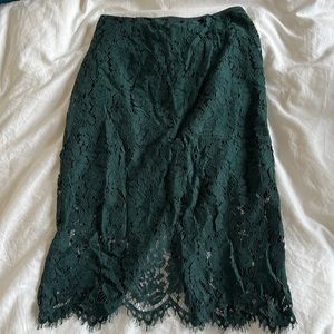 Green lace pencil skirt